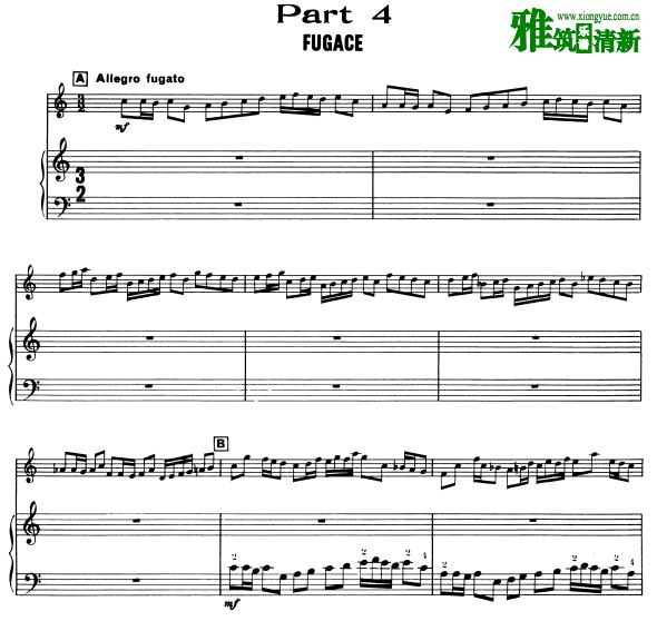 Claude Bolling - Fugace长笛和爵士钢琴三重奏正谱 附长笛BASS鼓分谱