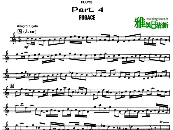 Claude Bolling - Fugace长笛和爵士钢琴三重奏谱-长笛谱