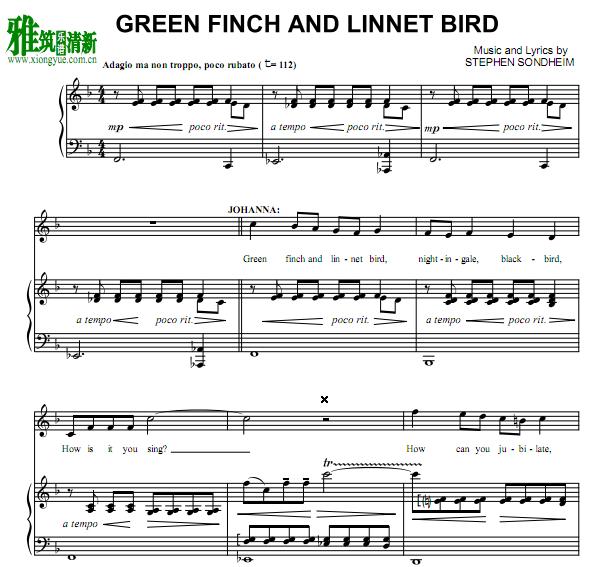 Sweeney Todd - Green Finch and Linnet Bird  