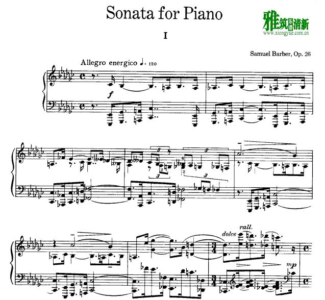Samuel Barber piano sonata op26