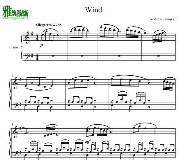 Andrew jasinski - wind钢琴谱