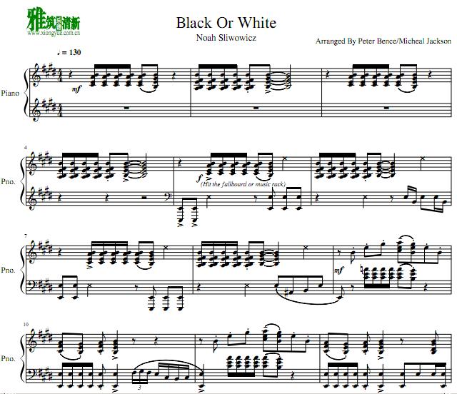 Peter Bence - Black Or White钢琴谱