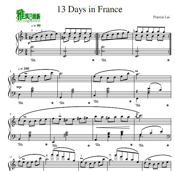 13 jours en france piano sheet 12