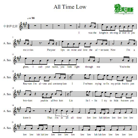 All Time Low中音萨克斯谱