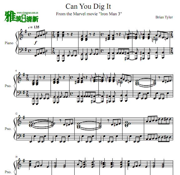 钢铁侠3 Can You Dig It 钢琴谱
