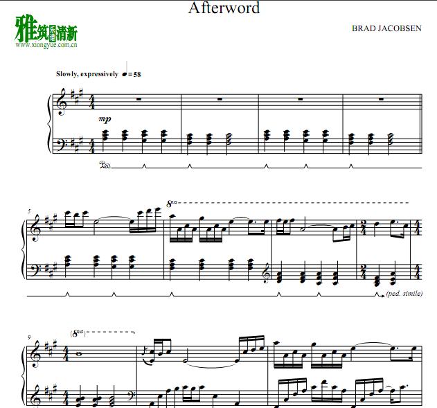 Brad Jacobsen - Afterword钢琴谱