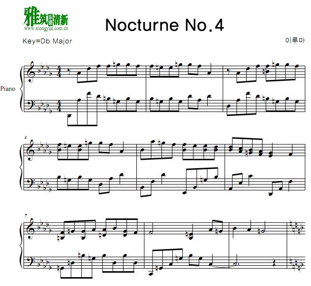 Yiruma 李闰珉 - Nocturne No.4 In Db钢琴谱