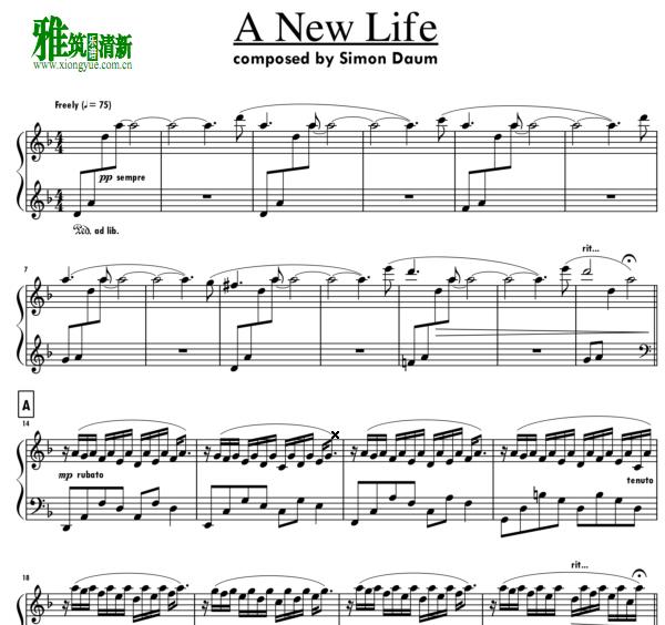 simon daum - A New Life钢琴谱