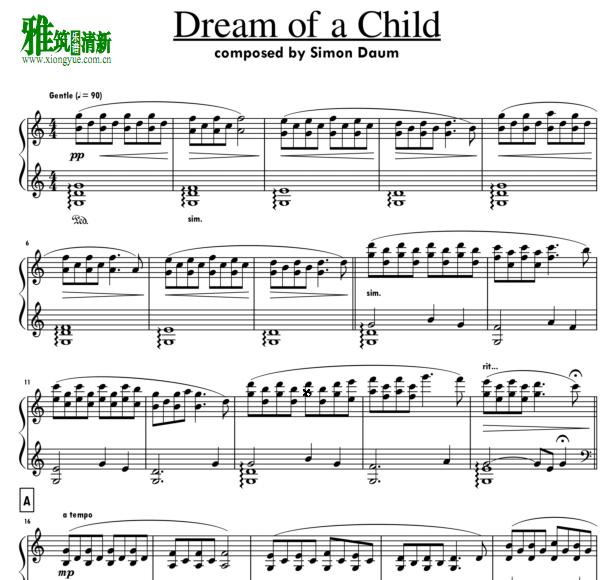 simon daum - Dream of a Child钢琴谱