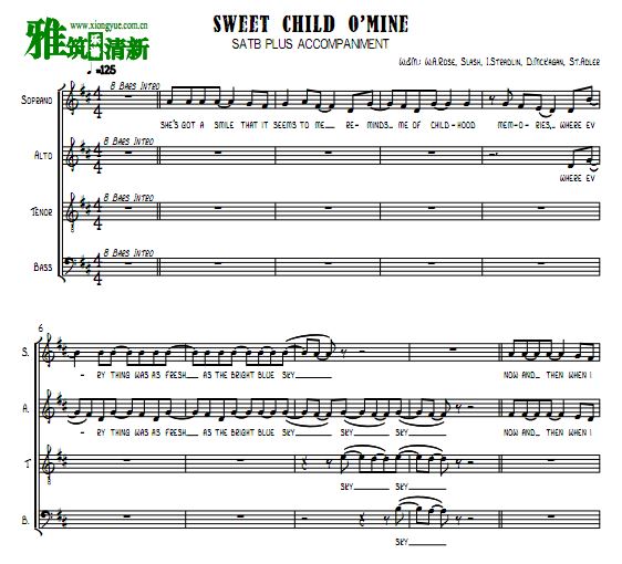 Sweet Child O'Mine ϳ SATB
