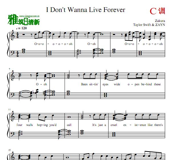 I Don't Wanna Live Forever C