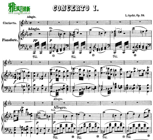 斯波尔第一首c小调单簧管协奏曲Op.26钢琴伴奏谱
