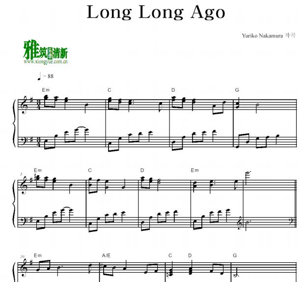 中村由利子 - Long Long Ago钢琴谱