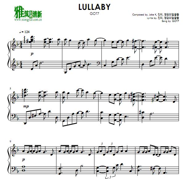 got7 - lullaby钢琴谱