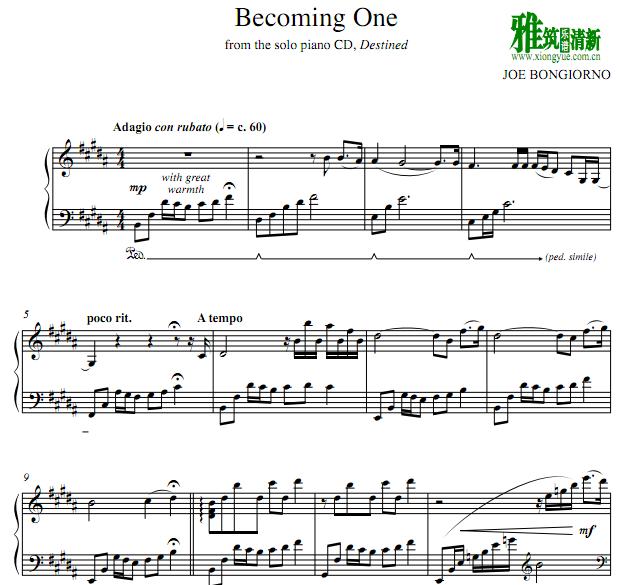 joe bongiorno - Becoming One钢琴谱