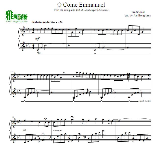 Joe Bongiorno - O Come Emmanuel钢琴谱