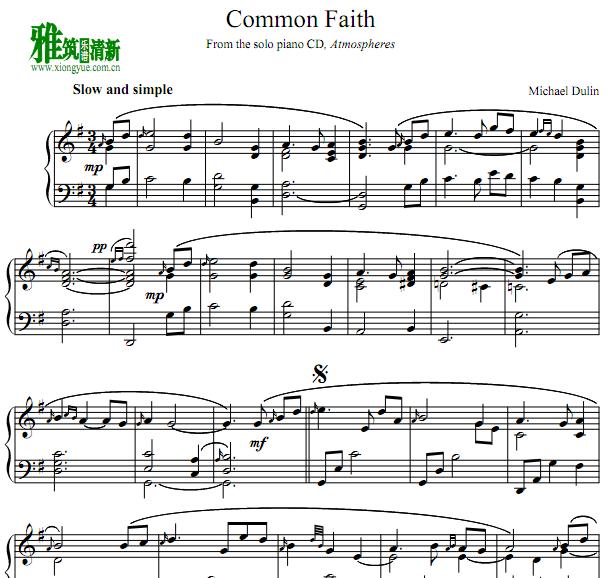 Michael Dulin - Common Faith钢琴谱