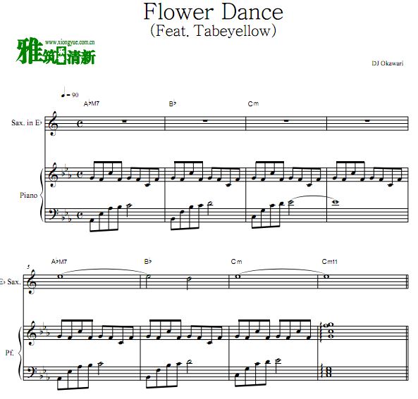 Flower Dance 花之舞降E萨克斯钢琴合奏谱