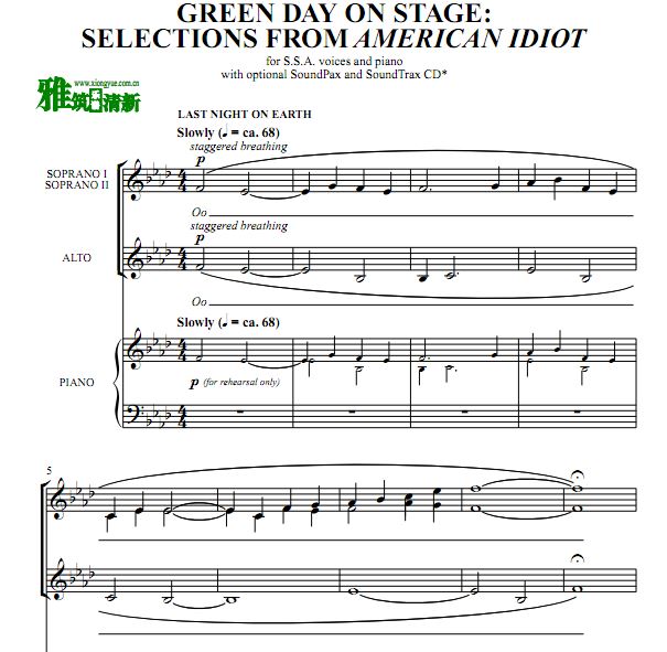 Green Day on Stage:Selections from American Idiot ϳٰ SSA