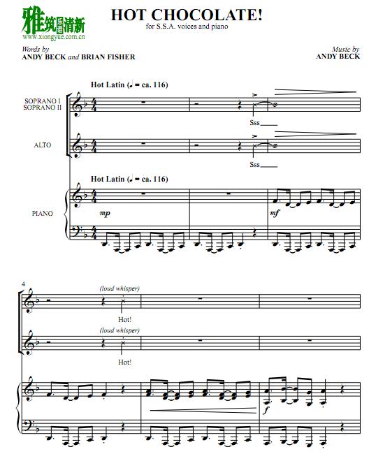 Hot Chocolate三声部合唱钢琴伴奏谱