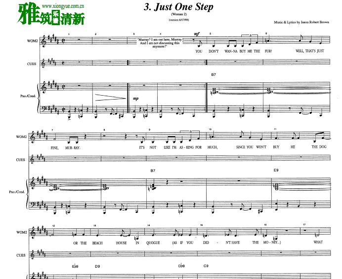 音乐剧新世界之歌 songs for a new world Just One Step声乐钢琴谱
