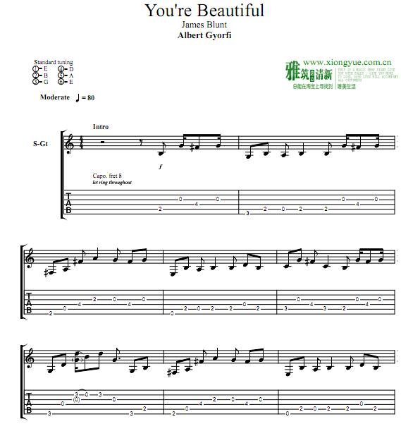 albert gyorfi版 You’re Beautiful吉他谱