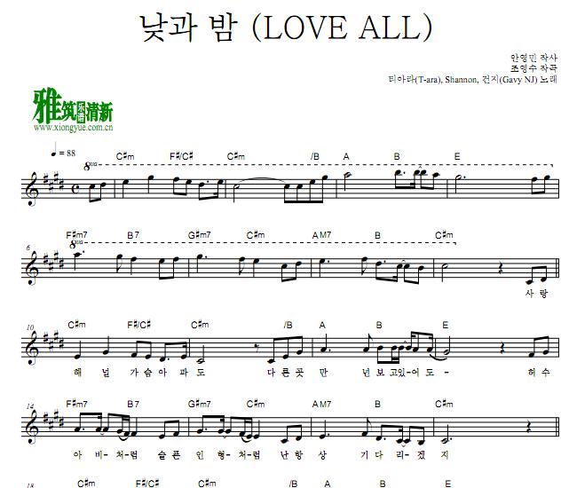 T-ara 昼与夜五线谱