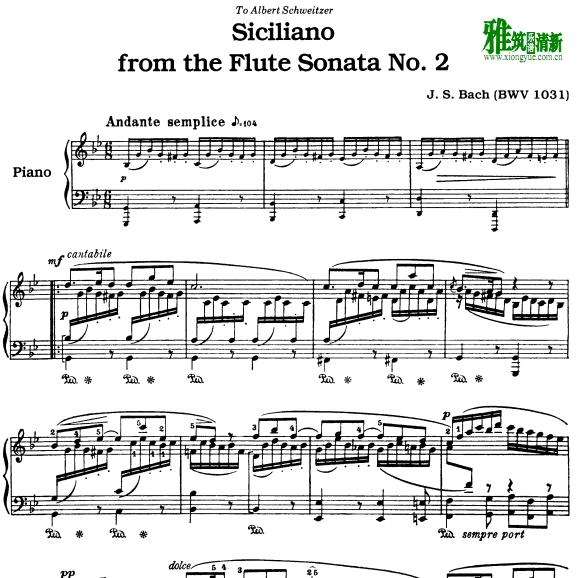 ͺ sisiliano form the flute sonata  bwv 1031 no.2