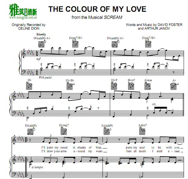Celine Dion - The Colour Of My Love歌谱