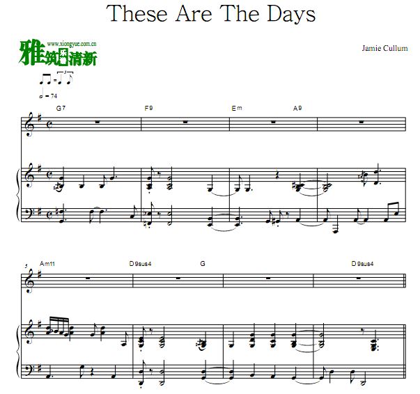 Jamie Cullum - These Are The Days钢琴谱