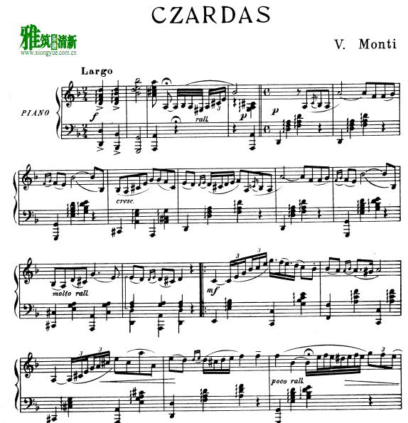 蒙蒂 Monti 查尔达什舞曲 Czardas钢琴谱