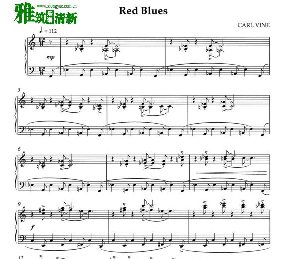 Carl Vine - red blues 原版钢琴谱
