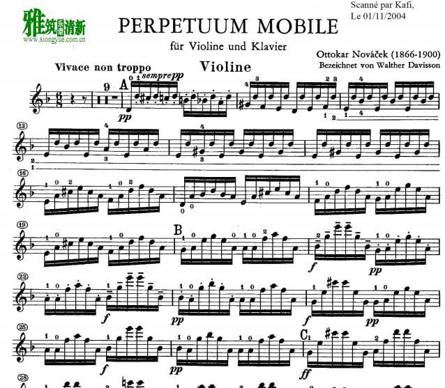 诺瓦切克 无穷动小提琴谱 Perpetuum Mobile