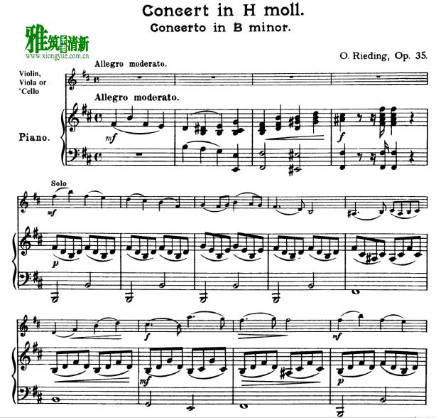 里丁 B小调协奏曲 op.35第一乐章钢琴伴奏谱