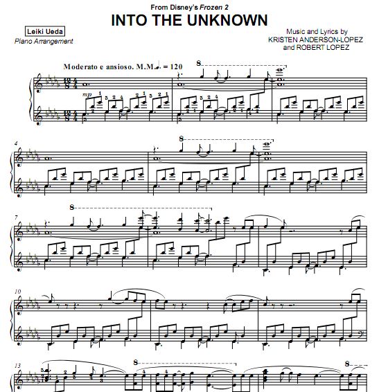 LEIKI UEDA - Into the Unknown原版钢琴谱