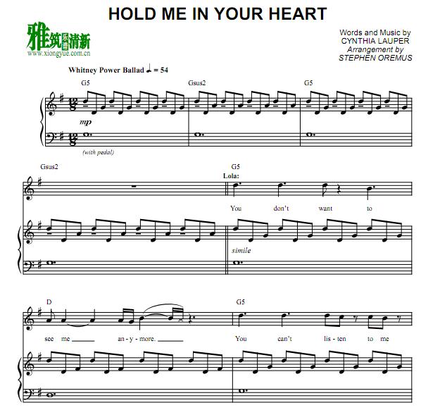 KINKY BOOTS - Hold Me In Your Heart钢琴伴奏谱