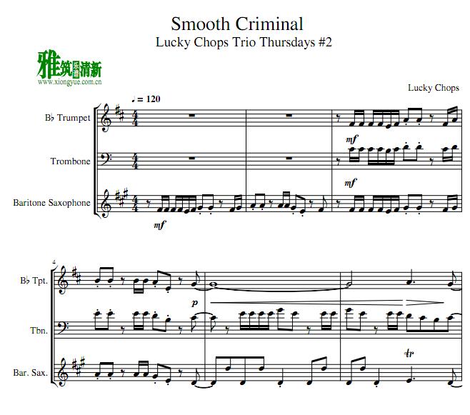 Lucky Chops - Smooth Criminal三重奏谱