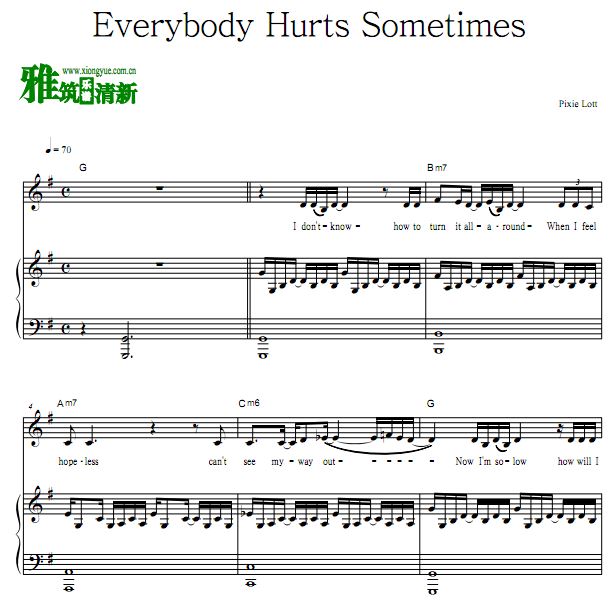 Pixie Lott - Everybody Hurts Sometimesٰ  