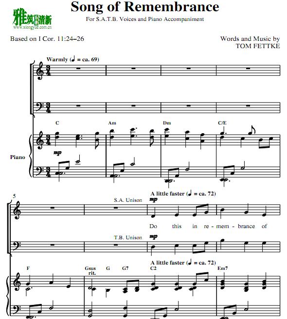 Song of Remembrance SATBϳٰ