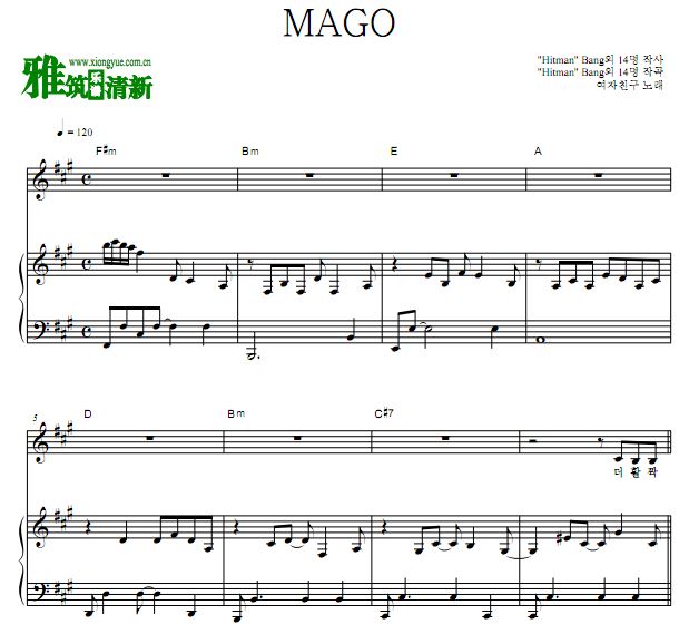 GFRIEND - MAGO钢琴伴奏谱 歌谱 正谱