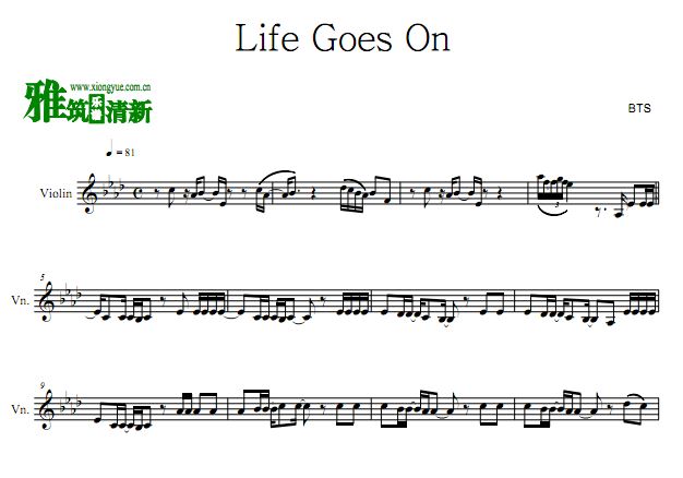 BTS - Life Goes On小提琴谱