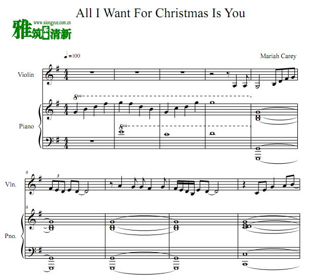 All I Want For Christmas Is You小提琴钢琴伴奏谱