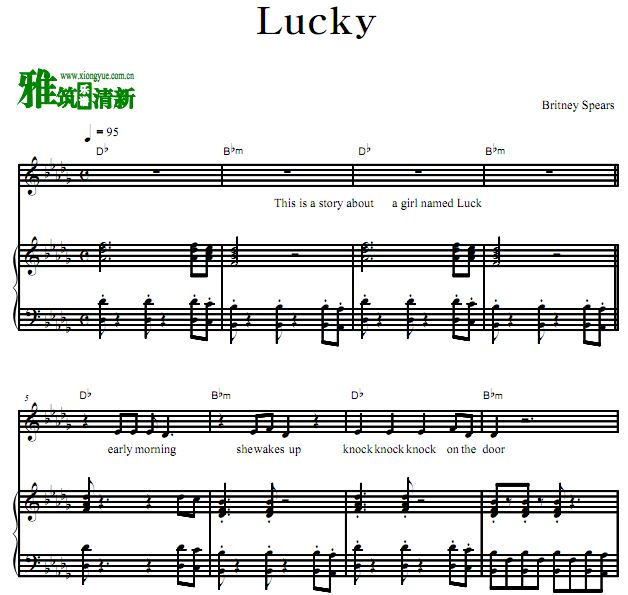 布兰妮 Britney Spears - Lucky钢琴伴奏谱 歌谱 正谱