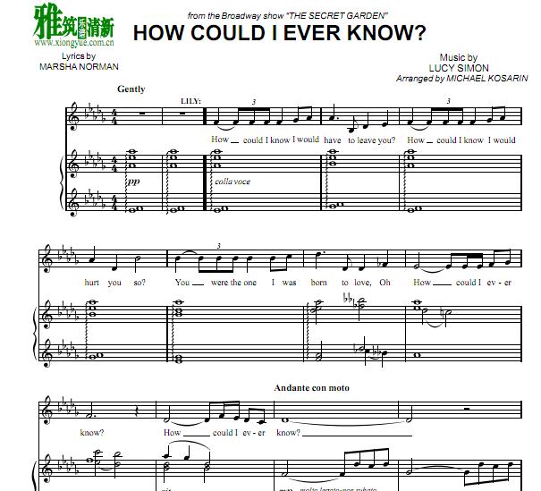 The Secret Garden - How Could I Ever Know 