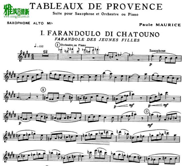 普罗旺斯之画Paule Maurice - Tableaux de prove萨克斯谱