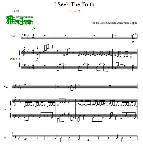 冰雪奇缘2 - I Seek The Truth大提琴钢琴伴奏谱