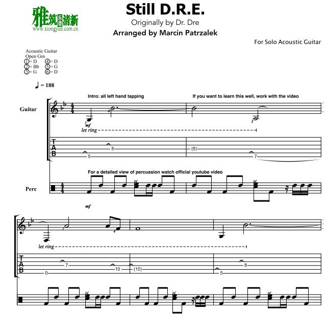 Marcin Patrzalek版STILL DRE指弹吉他谱