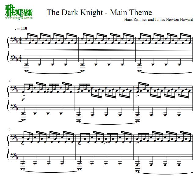 黑暗骑士The Dark Knight主题曲钢琴谱