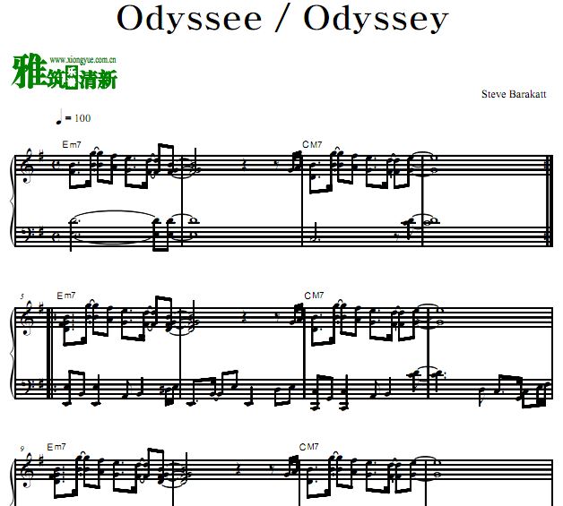 Steve Barakatt - Odyssee/Odyssey钢琴谱