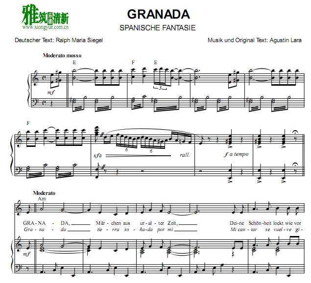 Agustín Lara - Granada歌谱 正谱